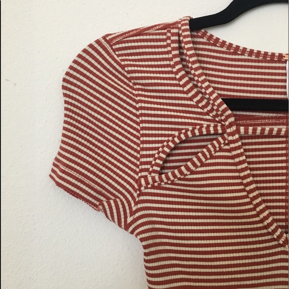 Free People burnt orange striped shirt - Picture 6 of 7